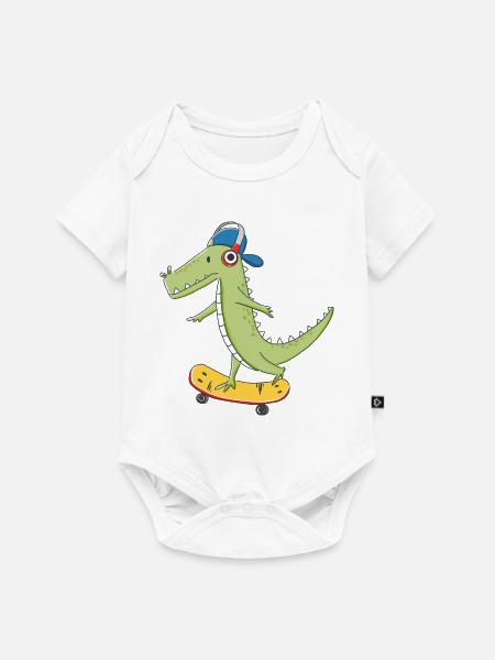 cooles Skater KROKO - Baby Premium Kurzarmbody - Weiß