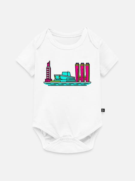 Göteborger Skyline Lippenstiftturm-Kunst - Baby Premium Kurzarmbody - Weiß