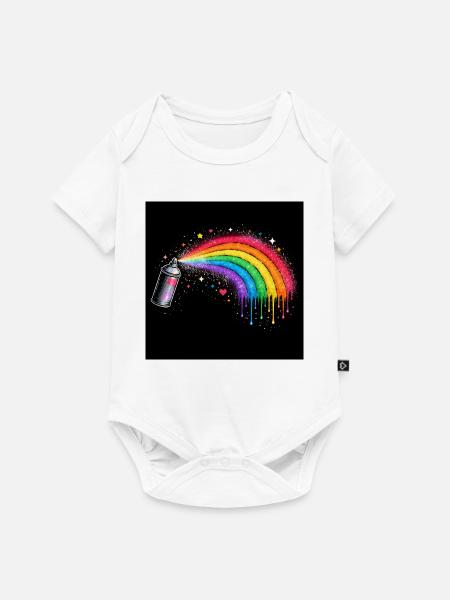 Regenbogen-Spray Kunst - Baby Premium Kurzarmbody - Weiß
