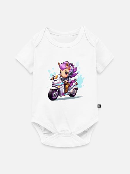 Chibi Motorradheldin - Baby Premium Kurzarmbody - Weiß