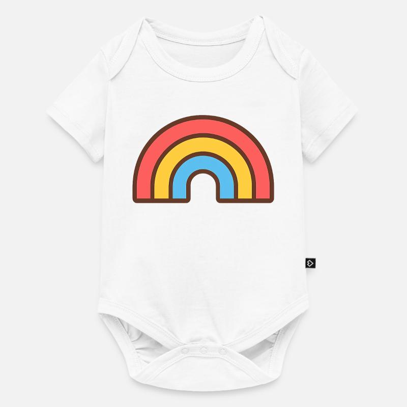 Arc-en-Ciel rétro éclatant - Body à manches courtes Premium Bébé - blanc