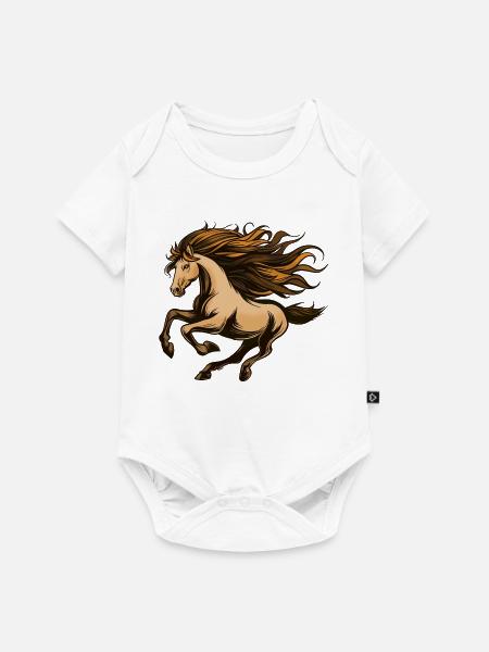 Feuriges Pferd mit fließender Mähne - Baby Premium Kurzarmbody - Weiß