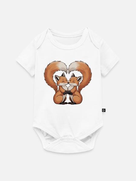 Fuchs Paar Herz - Baby Premium Kurzarmbody - Weiß