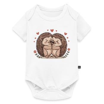 Hedgehog Couple Love with Hearts - Baby Premium short-sleeve bodysuit - white - Front
