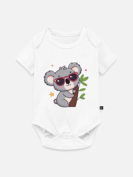 Koala-Chic Sonnenrote Brille - Baby Premium Kurzarmbody - Weiß
