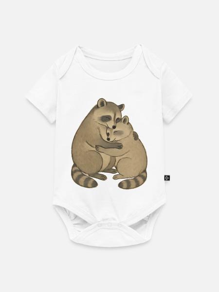 Kuschelfreunde Waschbärpaar - Baby Premium Kurzarmbody - Weiß
