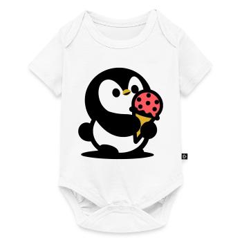 Petit manchot avec de la glace - Body à manches courtes Premium Bébé - blanc - Devant