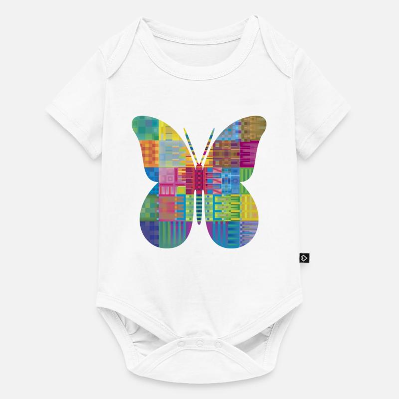 Papillon coloré en patchwork - Body à manches courtes Premium Bébé - blanc