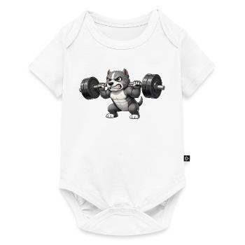 Pitbull Gewichtheber Bodybuilder Powerlifting Gym - Baby Premium Kurzarmbody - Weiß - Vorne