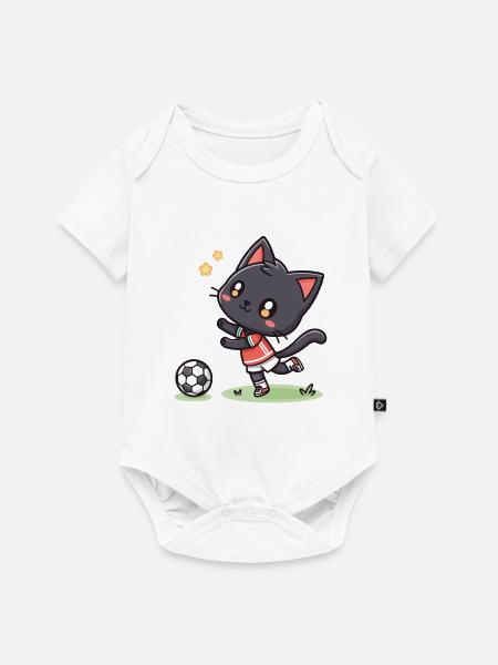 Kätzchenfußballer im Einsatz - Baby Premium Kurzarmbody - Weiß
