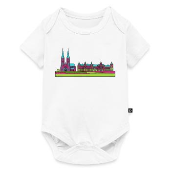 Silhouette de la ville de Szczecin Wały Chrobrego Art - Body à manches courtes Premium Bébé - blanc - Devant