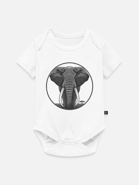 Elephantenkopf Circle Grafik - Baby Premium Kurzarmbody - Weiß