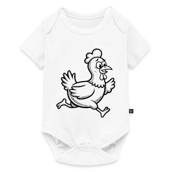 Poule Poule Drôle Course de Coq Course - Body à manches courtes Premium Bébé - blanc - Devant
