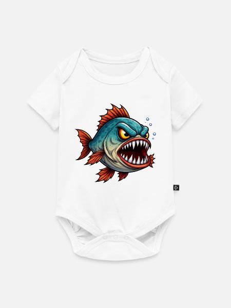 Piranha Tiefseejäger - Baby Premium Kurzarmbody - Weiß