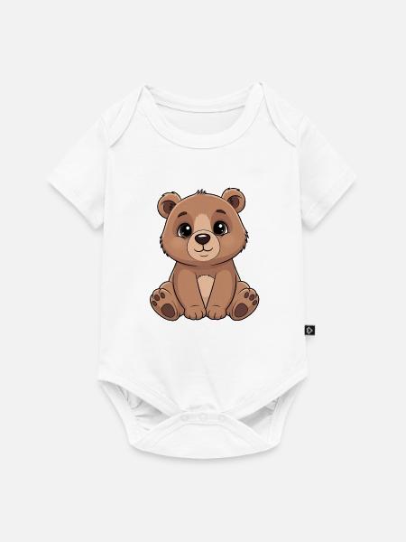 Kuschelbär Cartoon - Niedlich Braun - Baby Premium Kurzarmbody - Weiß