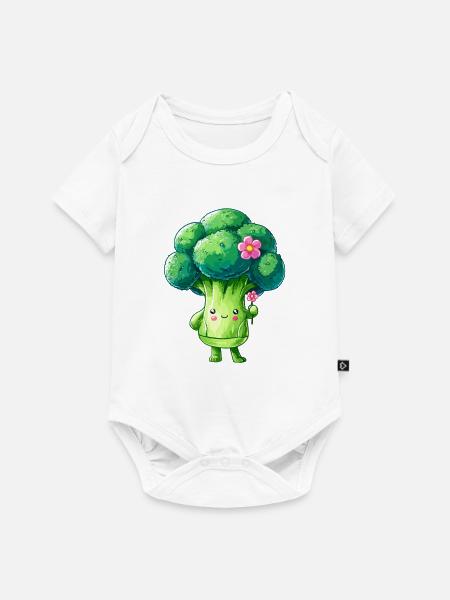 Brokkoli mit Blume - Baby Premium Kurzarmbody - Weiß