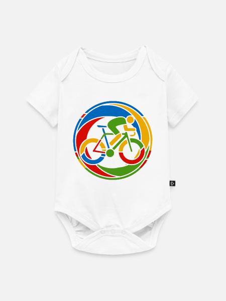 Buntes Fahrrad Rennrad Kunst Motiv - Baby Premium Kurzarmbody - Weiß
