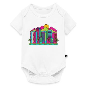 Sunshine Coast City Skyline Beach Art moderne - Body à manches courtes Premium Bébé - blanc - Devant
