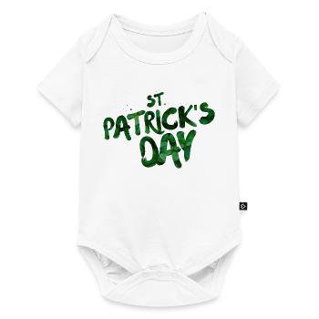Grüne Blatt-Typo St Patrick's Day - Baby Premium Kurzarmbody - Weiß - Vorne