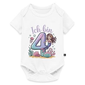 Ich Bin 4 Meerjungfrauen Mädchen 4. Geburtstag - Baby Premium Kurzarmbody - Weiß - Vorne