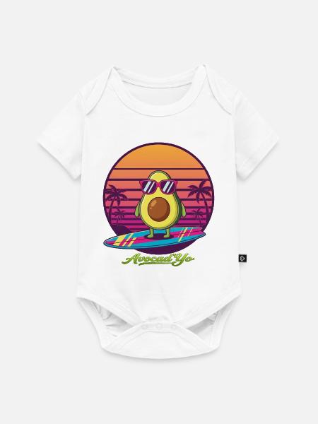 Avocado-Surf vor Retro-Sunset - Baby Premium Kurzarmbody - Weiß