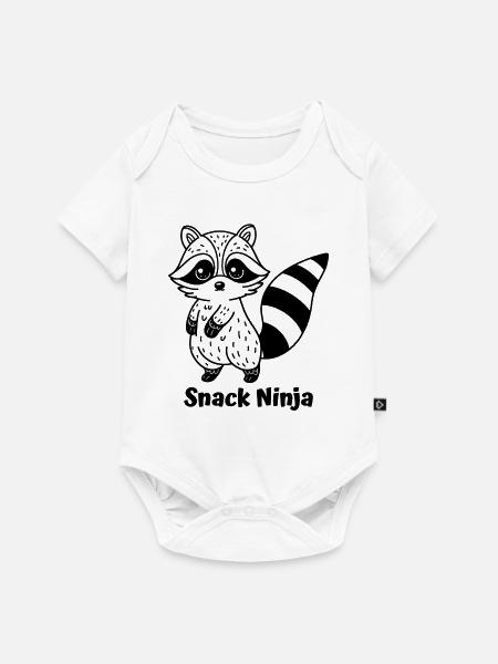 Waschbär Silent Gourmet - Baby Premium Kurzarmbody - Weiß