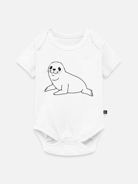 Seehund Robbe - Baby Premium Kurzarmbody - Weiß