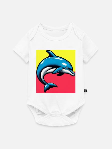 Delfin - Baby Premium Kurzarmbody - Weiß