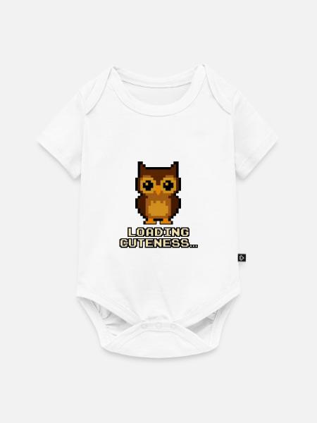 Pixel Eulen Loading Cuteness - Baby Premium Kurzarmbody - Weiß