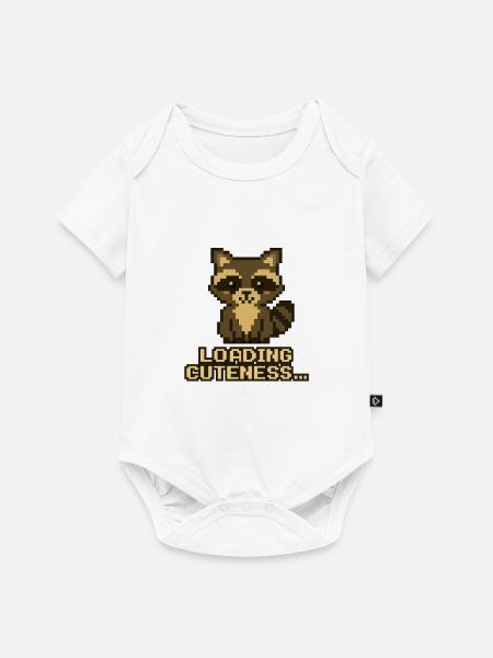 Pixel Waschbär: Niedlichkeit lädt - Baby Premium Kurzarmbody - Weiß