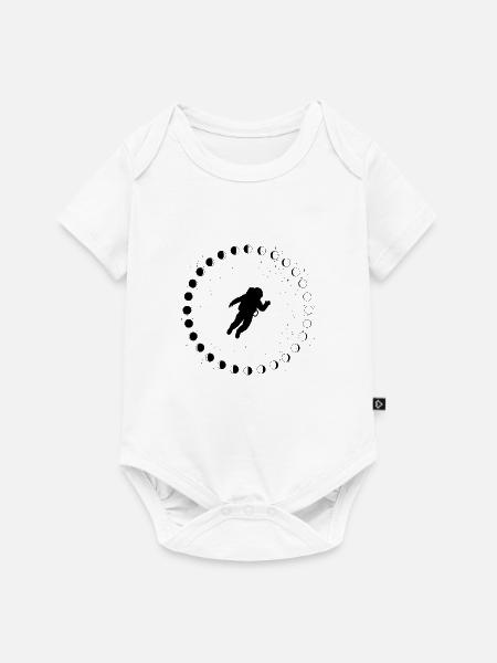 Astronaut mit Mondphasen und Sternen - Baby Premium Kurzarmbody - Weiß