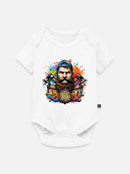 Graffiti Holzfäller mit Doppelaxt - Baby Premium Kurzarmbody - Weiß