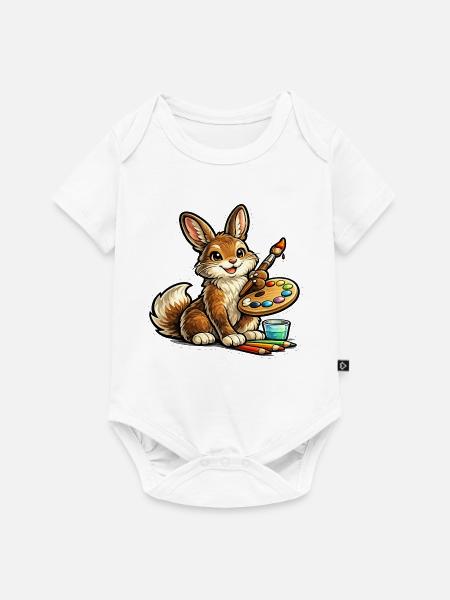 Kaninchen Künstler mit Palette - Baby Premium Kurzarmbody - Weiß