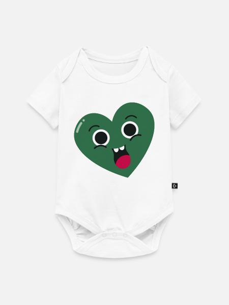 Lächelndes Grünes Herz - Baby Premium Kurzarmbody - Weiß