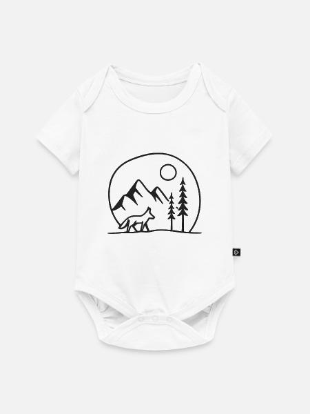 Waldwolf Mondlandschaft Fans Geschenkkarte freunde - Baby Premium Kurzarmbody - Weiß