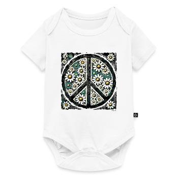 Daisy Peace Floral Emblem - Baby Premium short-sleeve bodysuit - white - Front