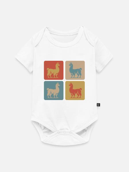 Lama Pop Art Retro - Baby Premium Kurzarmbody - Weiß