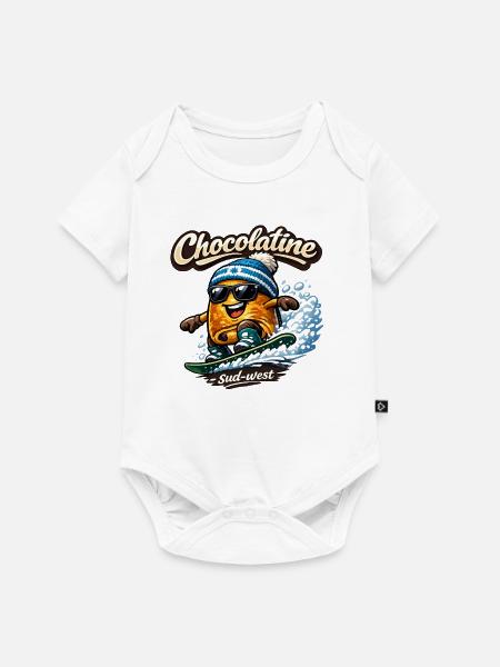 Chocolatine-Snowboard - Baby Premium Kurzarmbody - Weiß