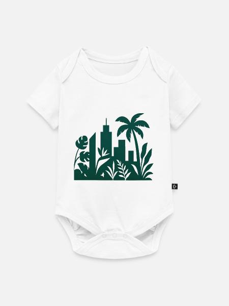 Dschungelstadt Skyline Silhouette - Baby Premium Kurzarmbody - Weiß