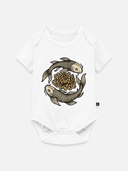 Koi Chrysanthemen Kreislauf - Baby Premium Kurzarmbody - Weiß