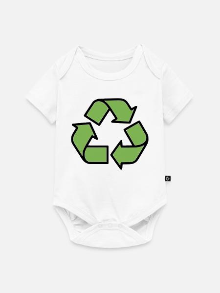 Recycling Zeichen Outline - Baby Premium Kurzarmbody - Weiß