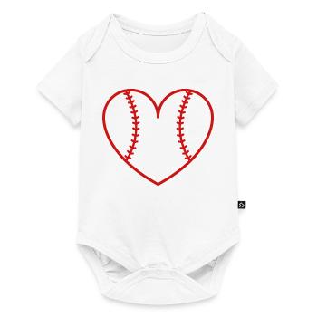 Cœur du baseball softball - Body à manches courtes Premium Bébé - blanc - Devant
