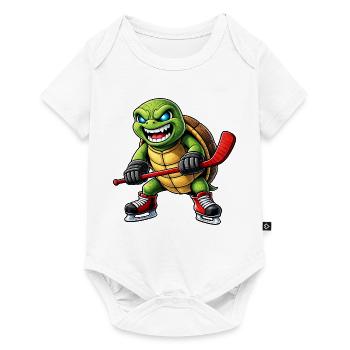 Aggressive Schildkröte Eishockey Spieler Horror - Baby Premium short-sleeve bodysuit - white - Front