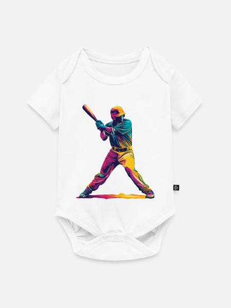 Farbexplosion Baseballschläger - Baby Premium Kurzarmbody - Weiß