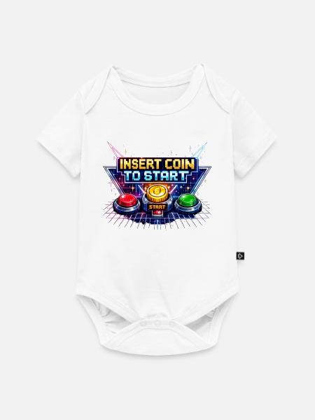 Arcade Startknopf Neon Retro - Baby Premium Kurzarmbody - Weiß