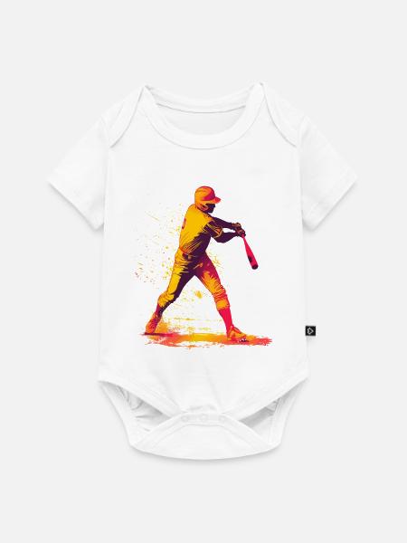 Farbexplosion Baseball-Schläger - Baby Premium Kurzarmbody - Weiß