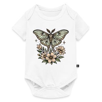 Papillon de nuit avec bouquet de fleurs - Body à manches courtes Premium Bébé - blanc - Devant