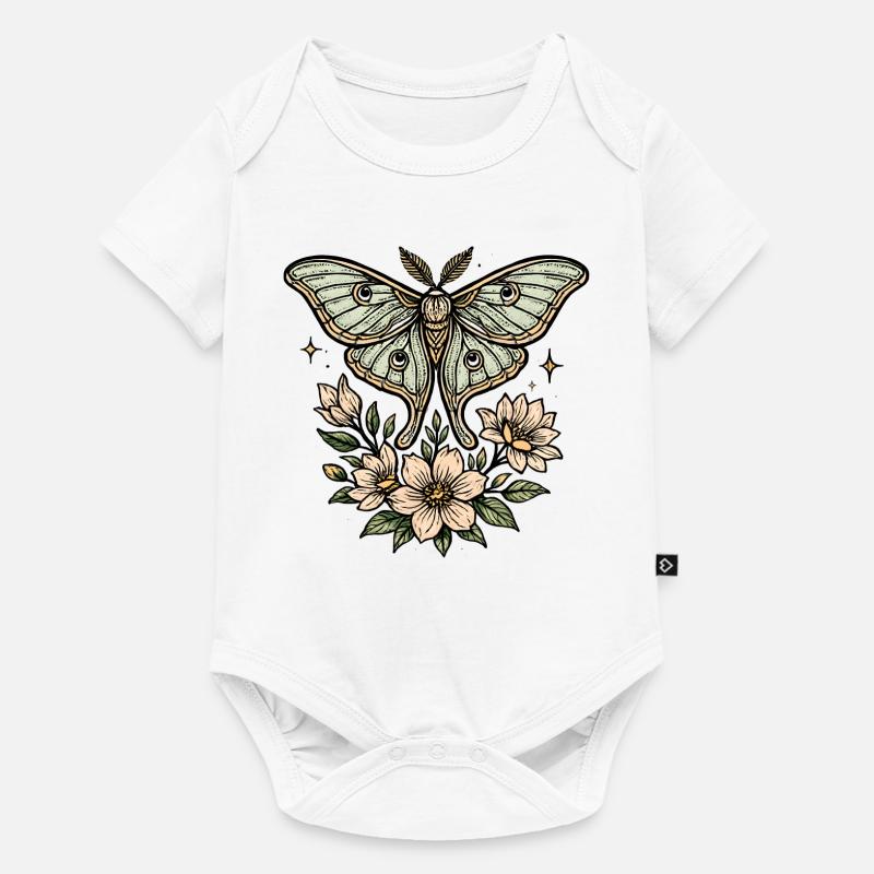 Moth with flower bouquet - Baby Premium short-sleeve bodysuit - white