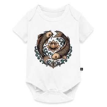 Koi and Lotus Circle Harmony Tattoo - Baby Premium short-sleeve bodysuit - white - Front