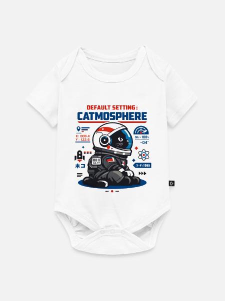 Standardmodus Catmosphäre | Astro Katze - Baby Premium Kurzarmbody - Weiß